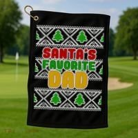 Santa's Favorite Dad Ugly Sweater Golf Towel thumb 1