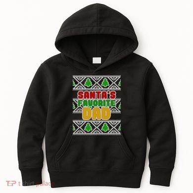 Santa's Favorite Dad Ugly Sweater Kids Hoodie