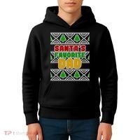 Santa's Favorite Dad Ugly Sweater Kids Hoodie thumb 4