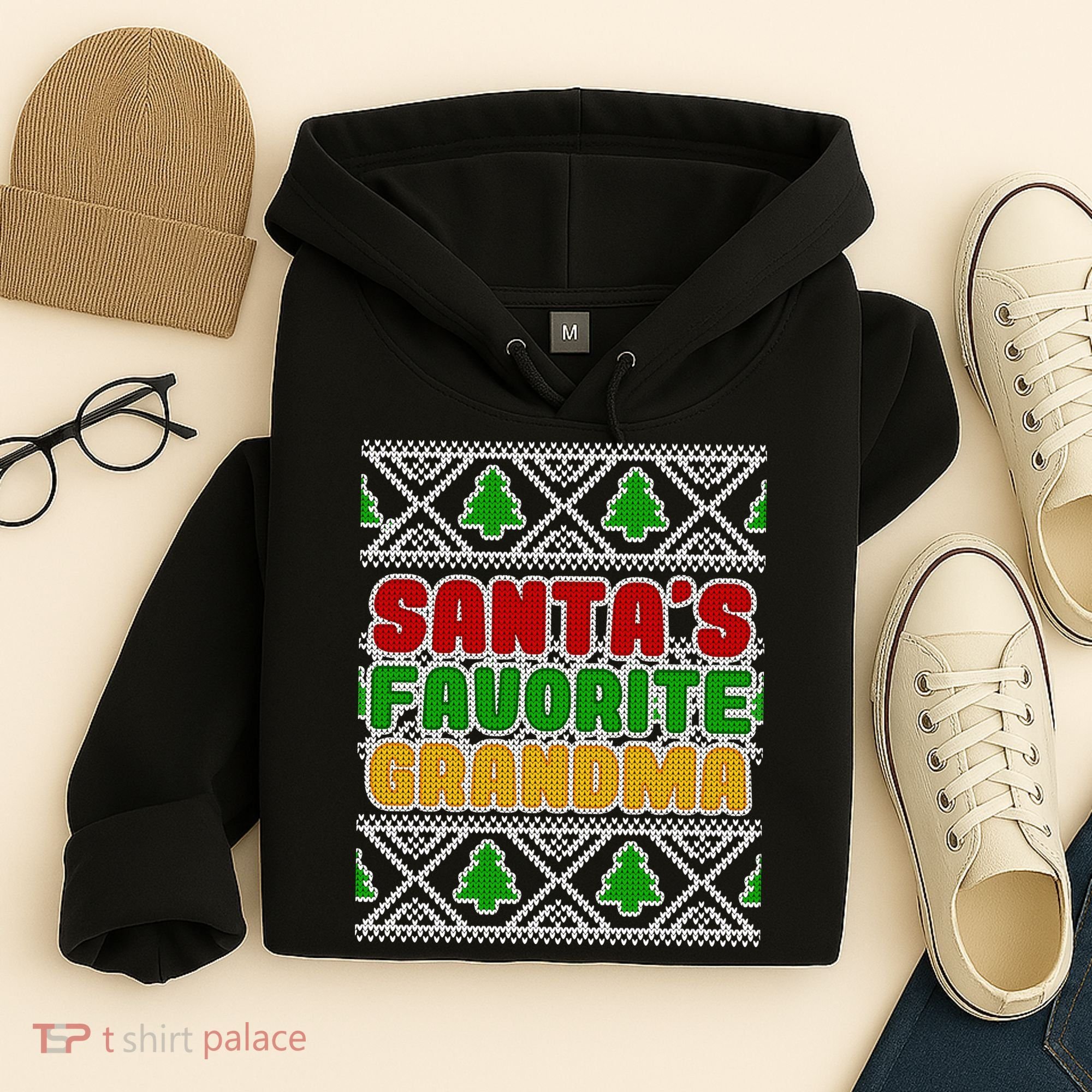 Santa's Favorite Grandma Ugly Sweater Hoodie