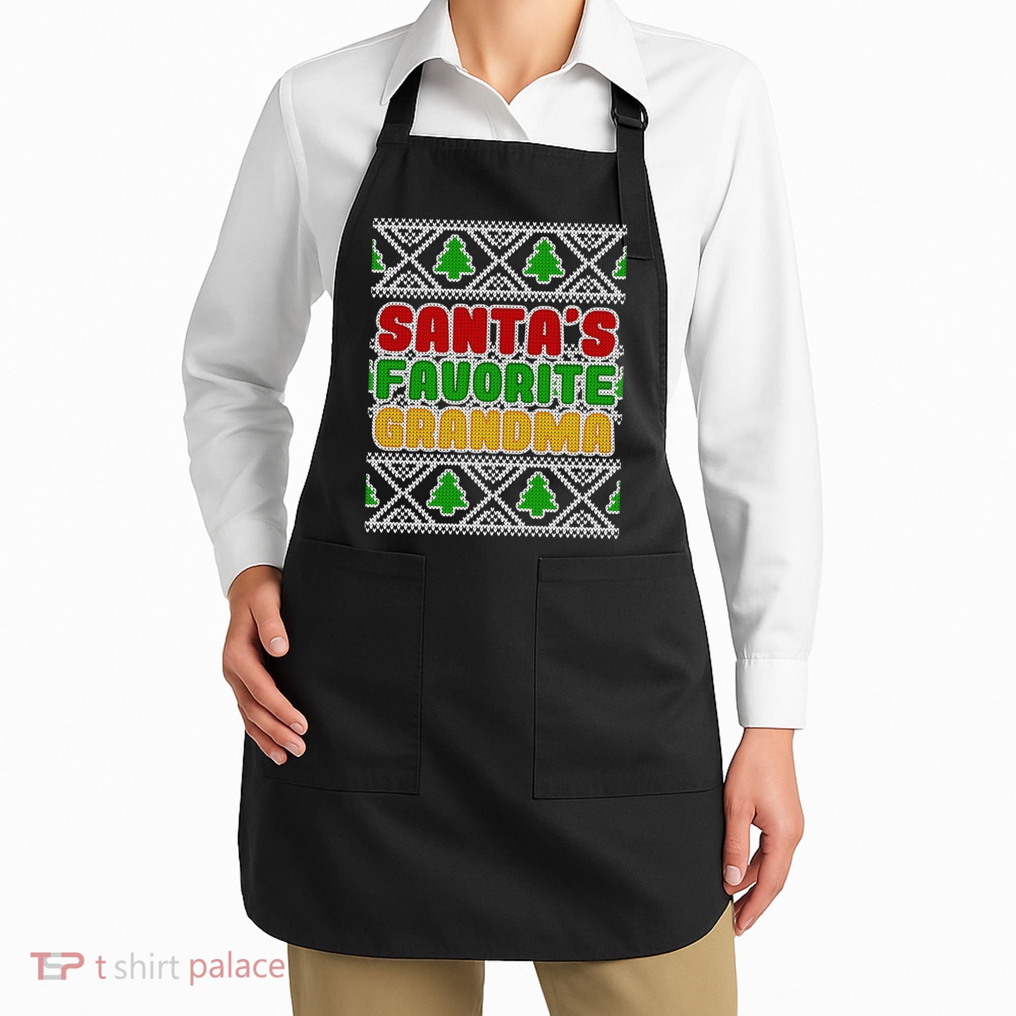 Santa's Favorite Grandma Ugly Sweater Apron