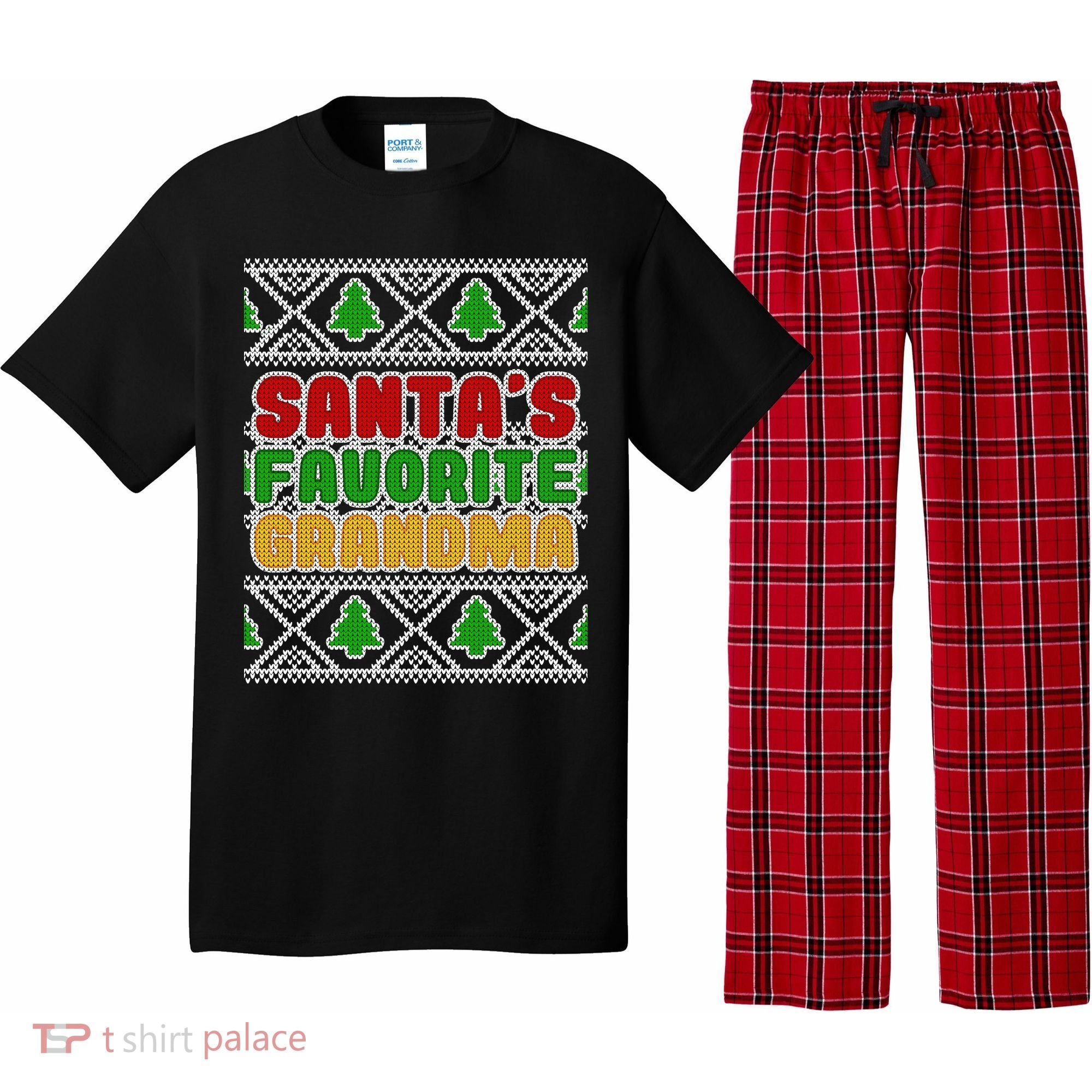 Santa's Favorite Grandma Ugly Sweater Pajama Set