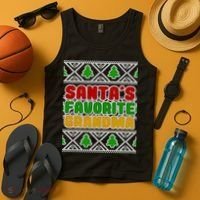 Santa's Favorite Grandma Ugly Sweater Tank Top thumb 4