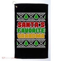 Santa's Favorite Grandma Ugly Sweater Golf Towel thumb 0