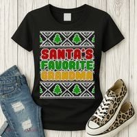 Santa's Favorite Grandma Ugly Sweater Women's T-Shirt thumb 3