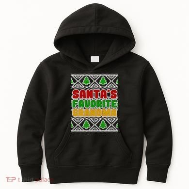 Santa's Favorite Grandma Ugly Sweater Kids Hoodie