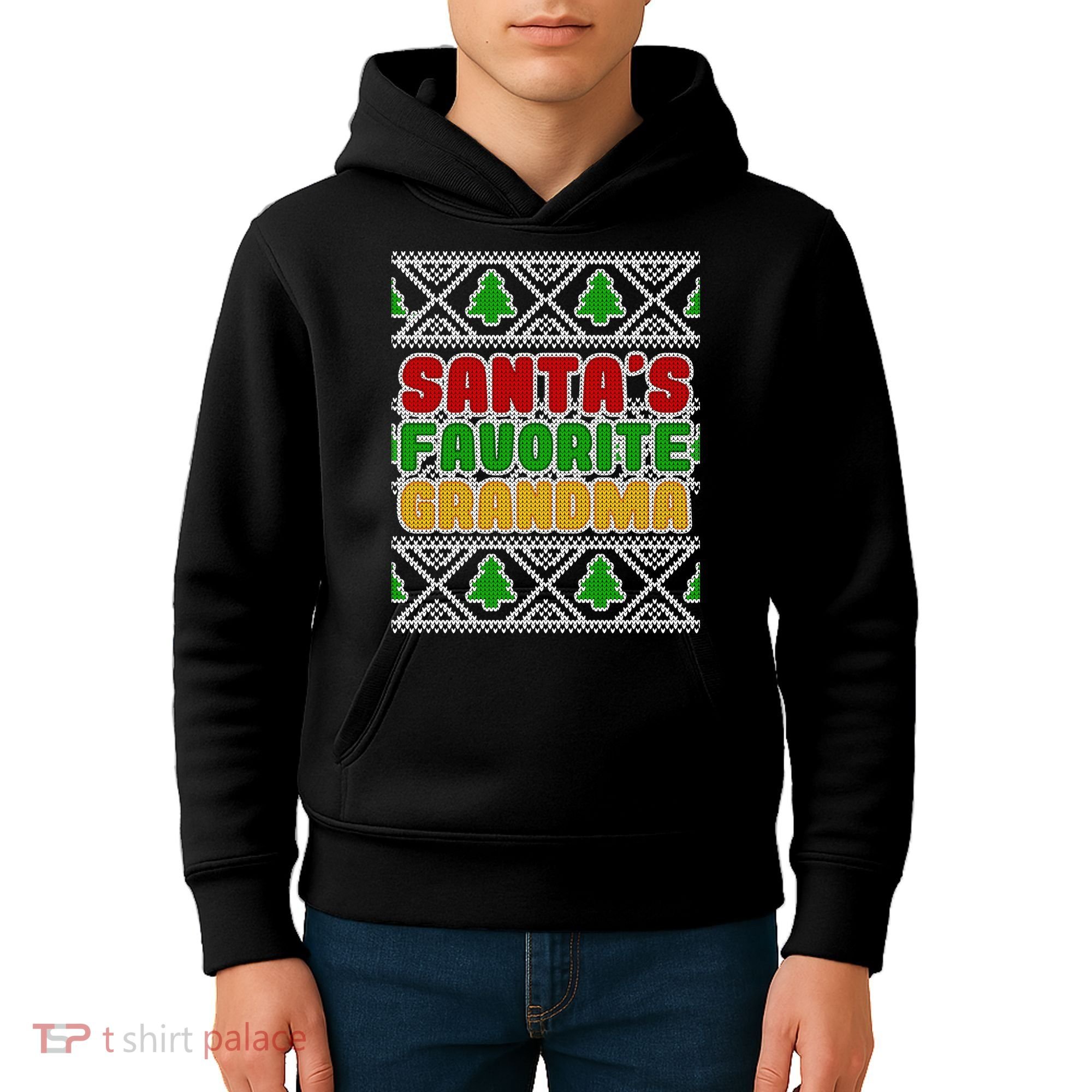 Santa's Favorite Grandma Ugly Sweater Kids Hoodie
