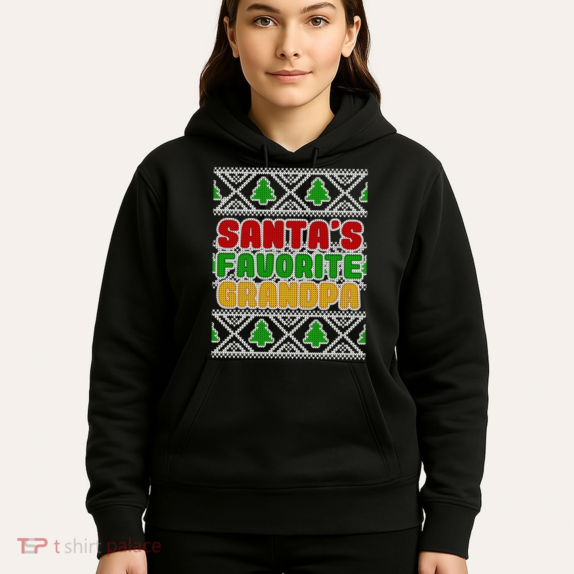 Santa's Favorite Grandpa Ugly Sweater Hoodie
