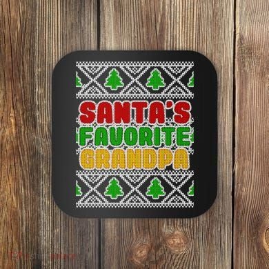 Santa's Favorite Grandpa Ugly Sweater Coaster