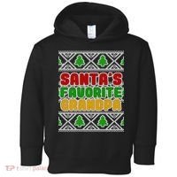 Santa's Favorite Grandpa Ugly Sweater Toddler Hoodie thumb 0