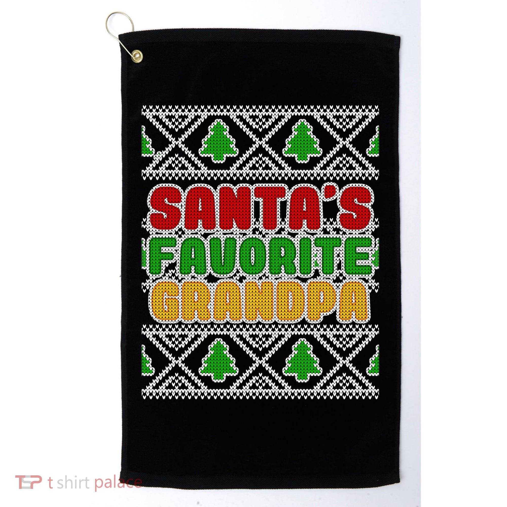 Santa's Favorite Grandpa Ugly Sweater Golf Towel