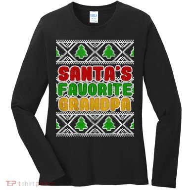 Santa's Favorite Grandpa Ugly Sweater Women's Long Sleeve Shirt