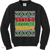 Santa's Favorite Grandpa Ugly Sweater Kids Sweatshirt thumb 0