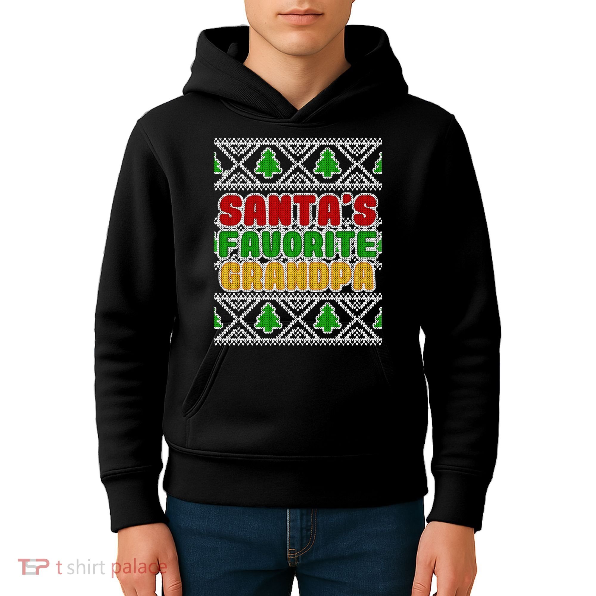 Santa's Favorite Grandpa Ugly Sweater Kids Hoodie