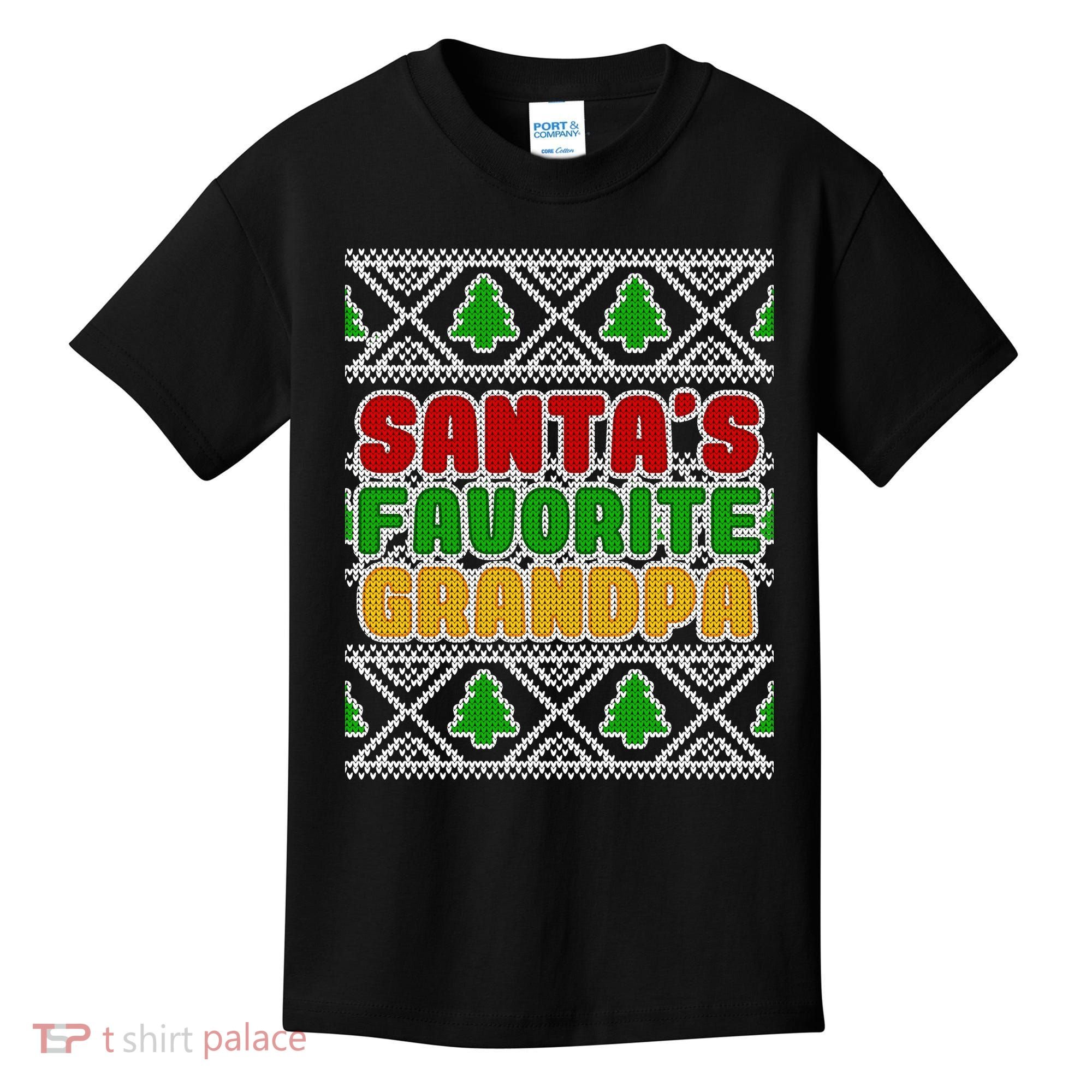 Santa's Favorite Grandpa Ugly Sweater Kids T-Shirt