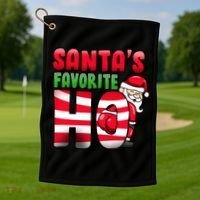 Santa's Favorite Ho Funny X-Mas Golf Towel thumb 1