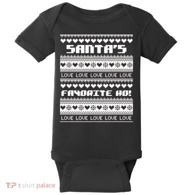 Santa's Favorite Ho Ugly Christmas Sweater Baby Bodysuit