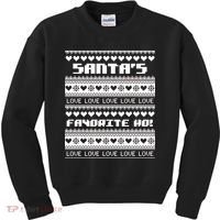 Santa's Favorite Ho Ugly Christmas Sweater Kids Sweatshirt thumb 0