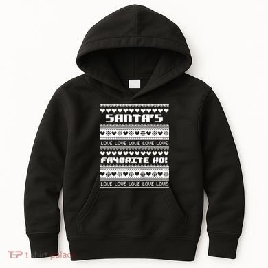 Santa's Favorite Ho Ugly Christmas Sweater Kids Hoodie