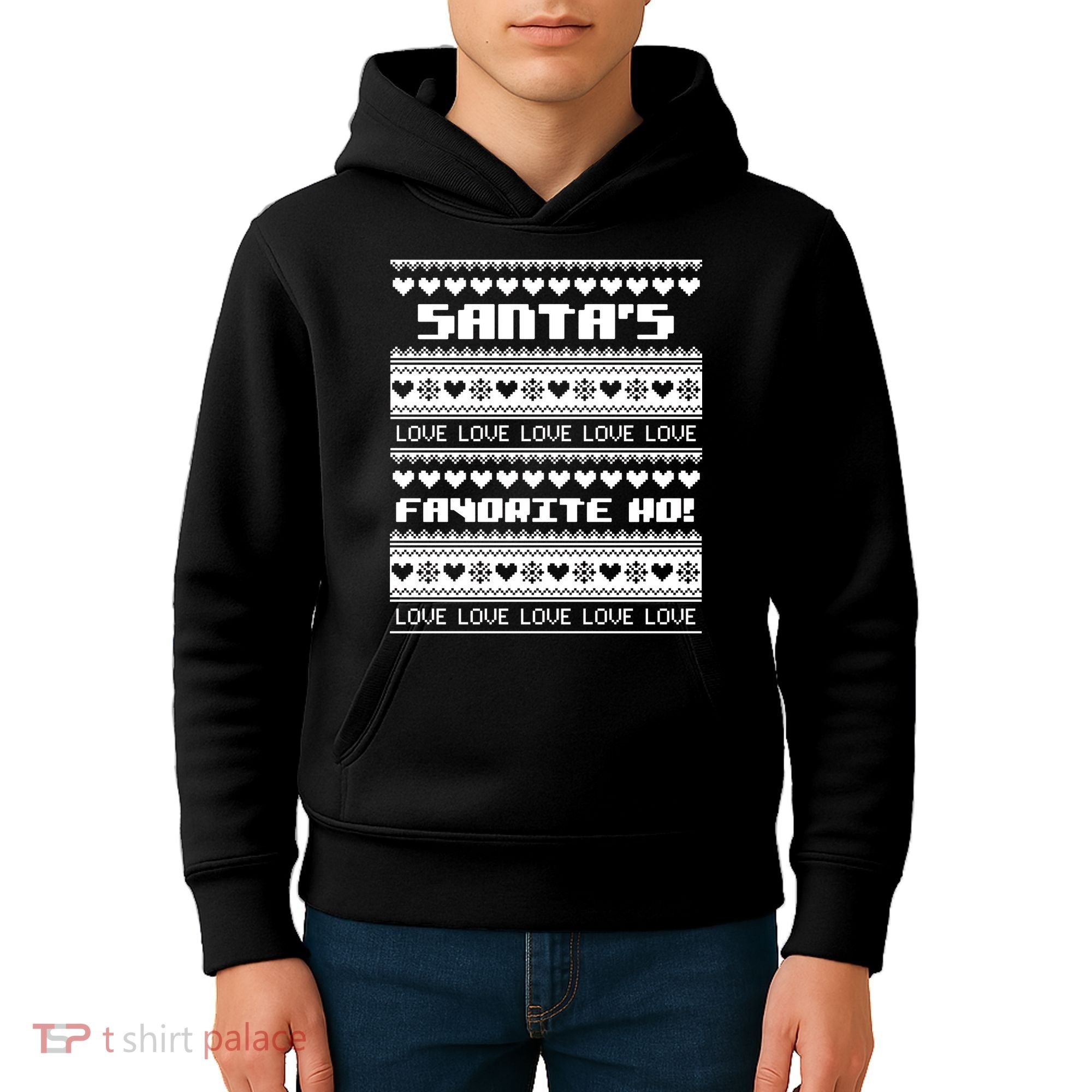 Santa's Favorite Ho Ugly Christmas Sweater Kids Hoodie