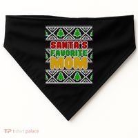 Santa's Favorite Mom Ugly Sweater USA-Made Doggie Bandana thumb 0