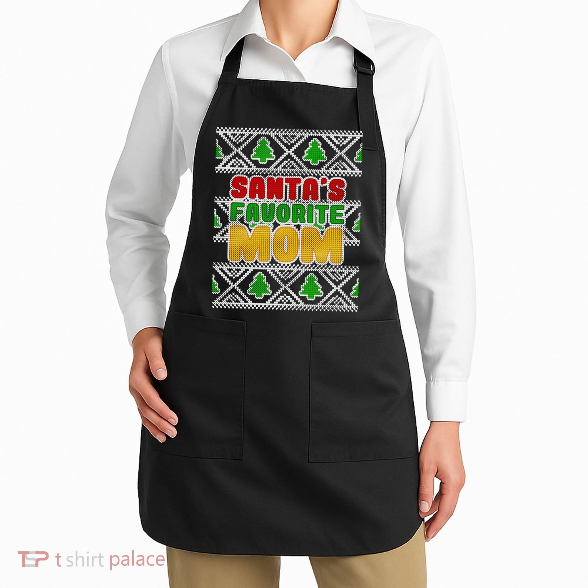 Santa's Favorite Mom Ugly Sweater Apron