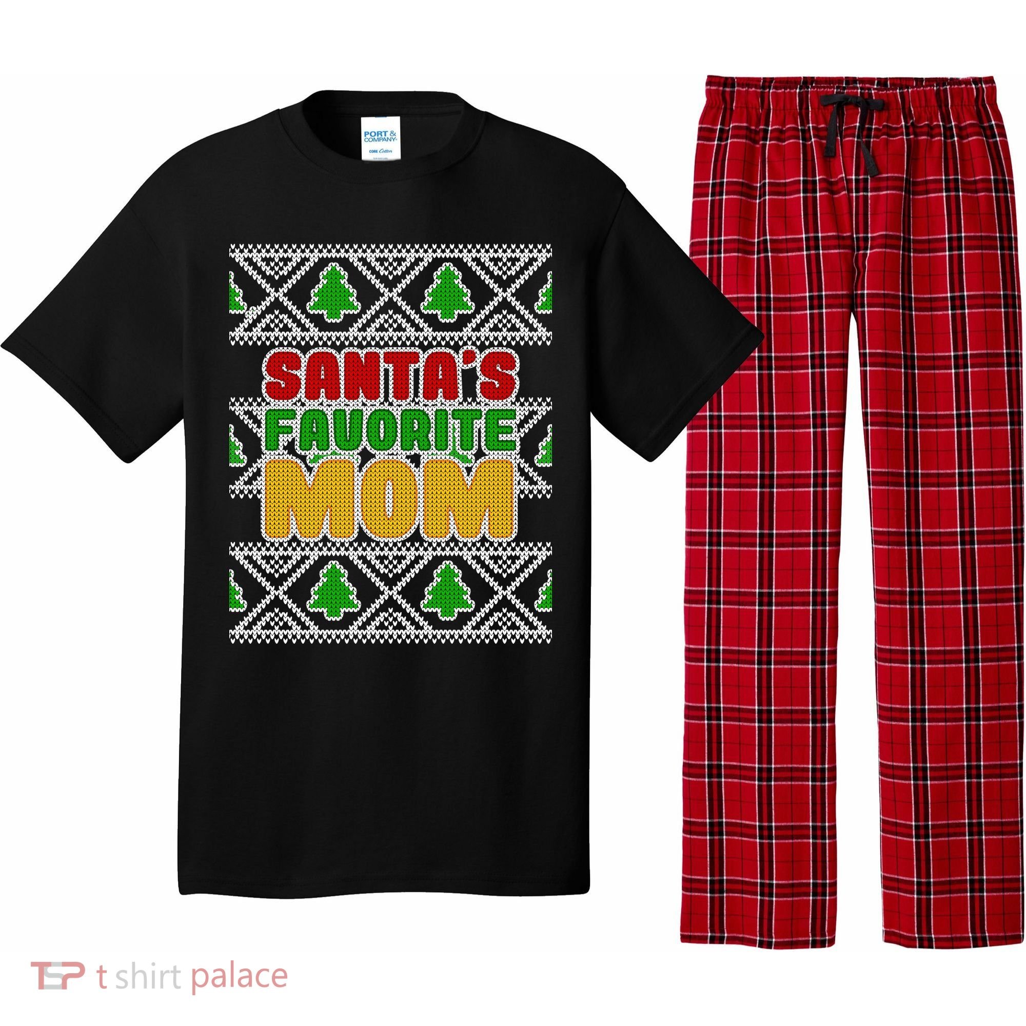 Santa's Favorite Mom Ugly Sweater Pajama Set