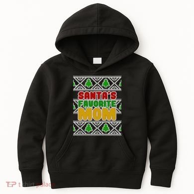 Santa's Favorite Mom Ugly Sweater Kids Hoodie