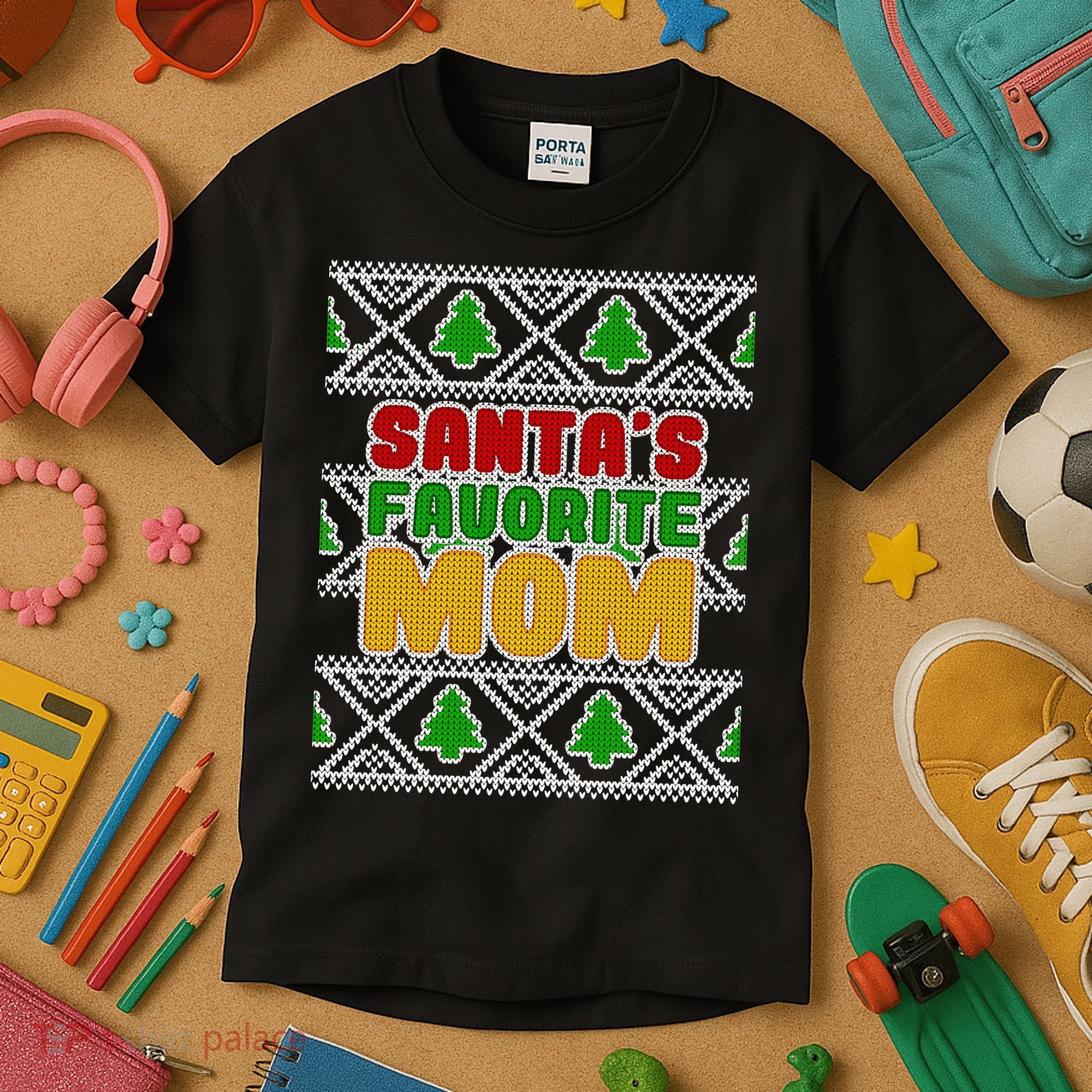 Santa's Favorite Mom Ugly Sweater Kids T-Shirt