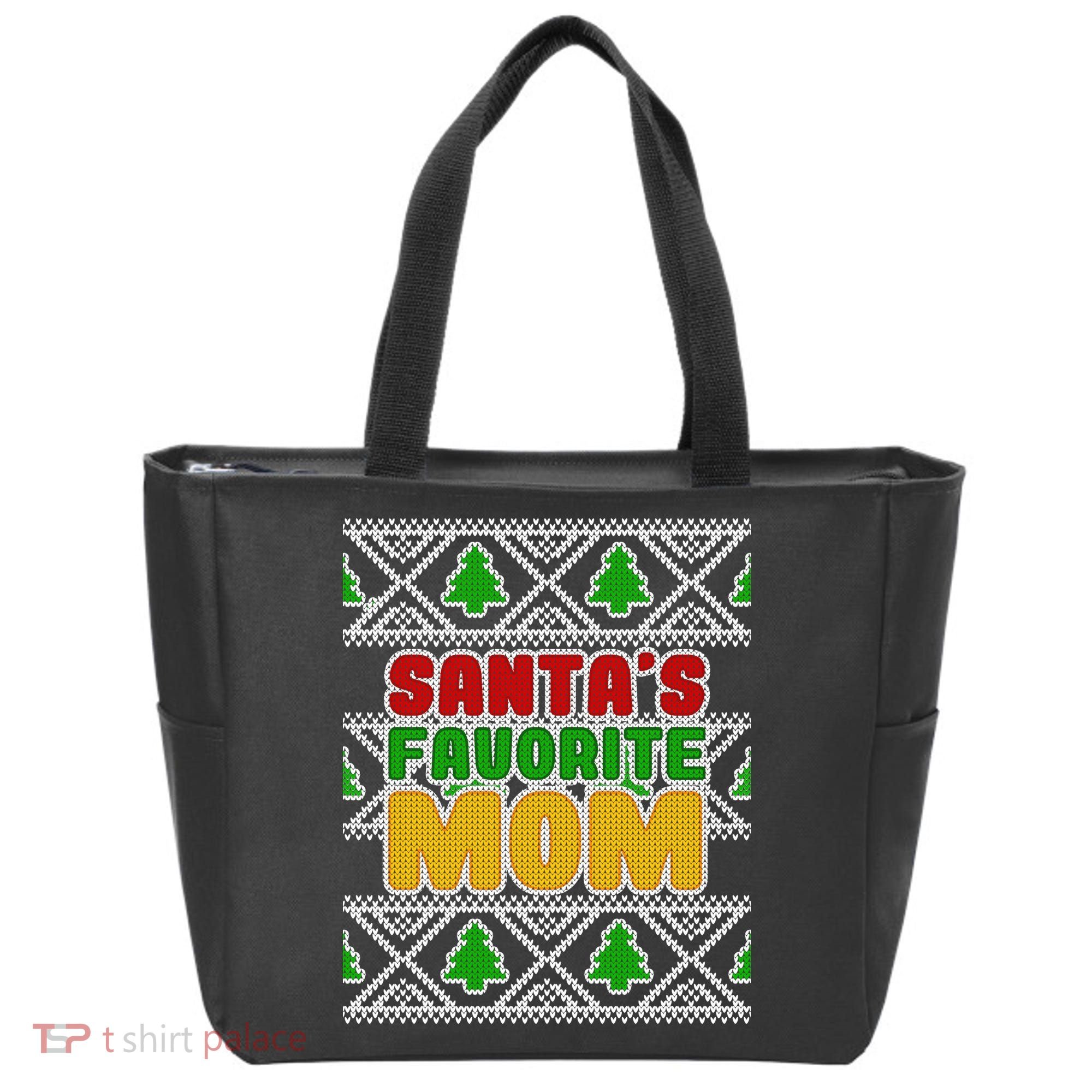 Santa's Favorite Mom Ugly Sweater Tote Bag