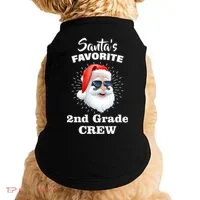 Santa's Favorite Second Grade Crew Christmas Doggie Tank thumb 0