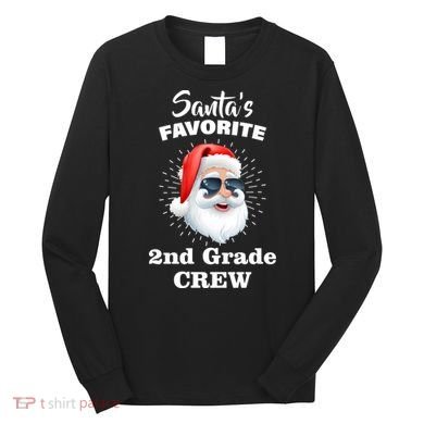 Santa's Favorite Second Grade Crew Christmas Long Sleeve Shirt