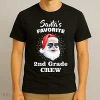 Santa's Favorite Second Grade Crew Christmas T-Shirt thumb 3