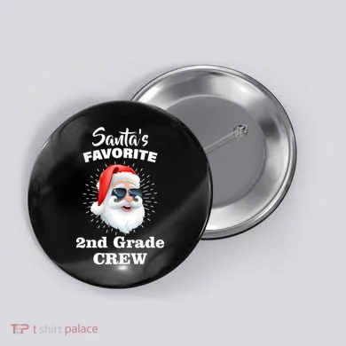 Santa's Favorite Second Grade Crew Christmas Button