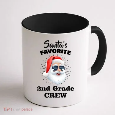 Santa's Favorite Second Grade Crew Christmas Coffee Mug back