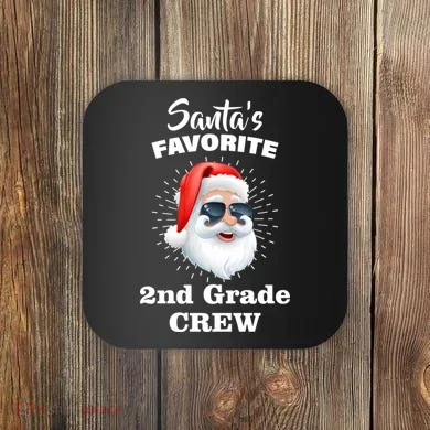 Santa's Favorite Second Grade Crew Christmas Coaster