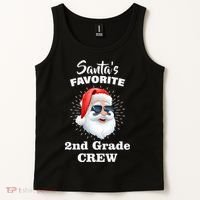Santa's Favorite Second Grade Crew Christmas Tank Top thumb 2