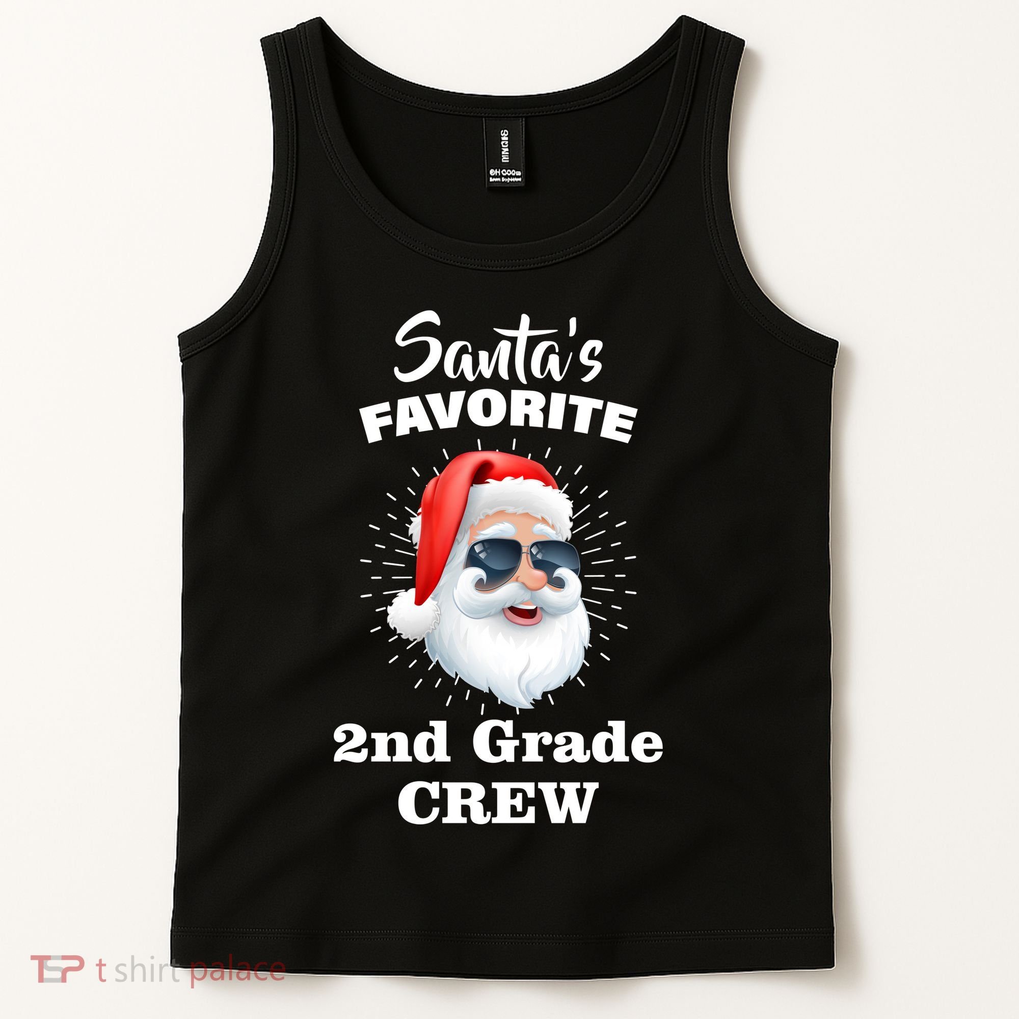 Santa's Favorite Second Grade Crew Christmas Tank Top