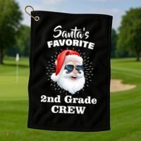 Santa's Favorite Second Grade Crew Christmas Golf Towel thumb 1