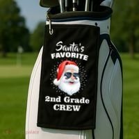 Santa's Favorite Second Grade Crew Christmas Golf Towel thumb 2