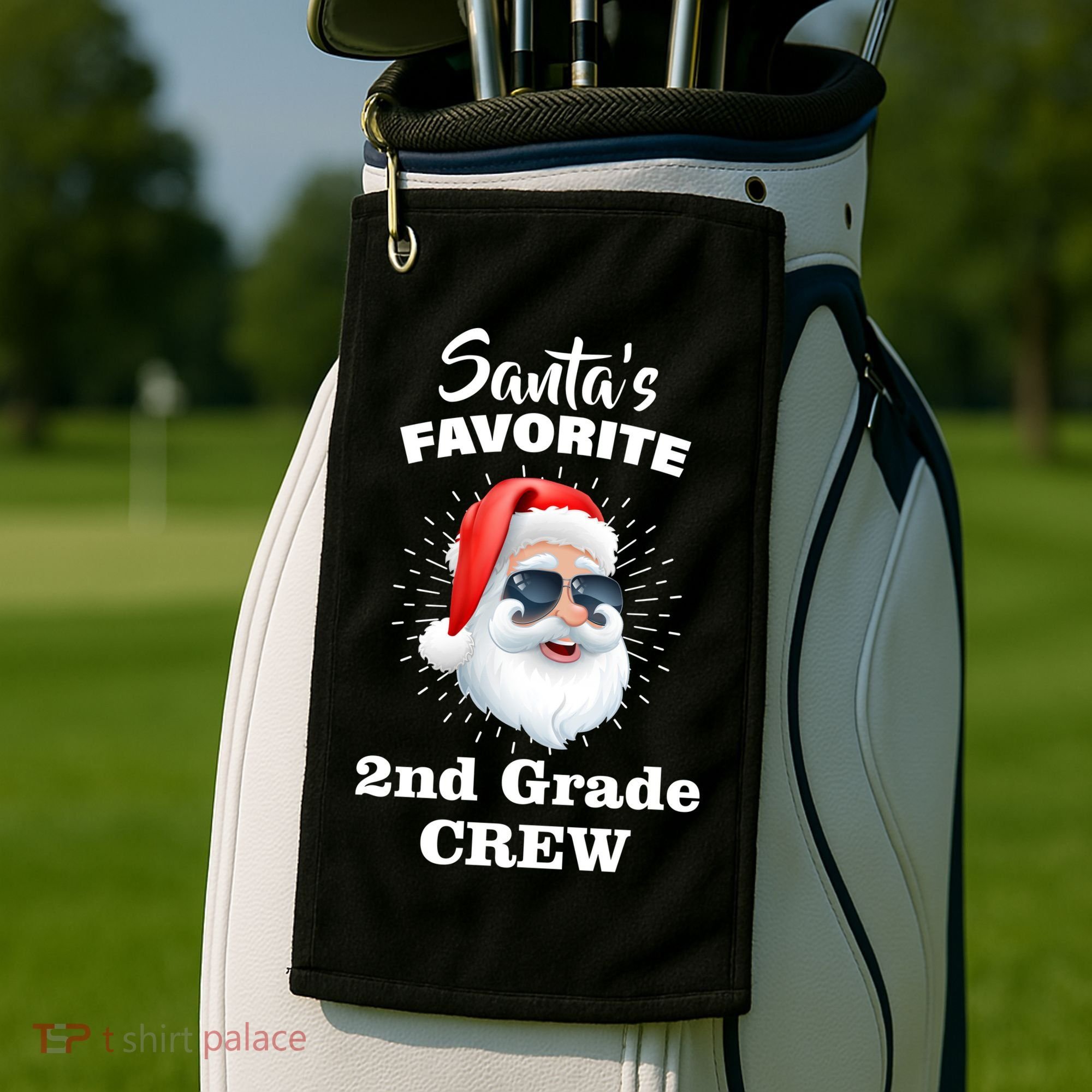 Santa's Favorite Second Grade Crew Christmas Golf Towel
