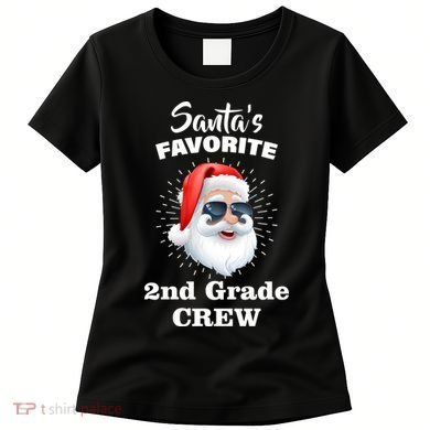 Santa's Favorite Second Grade Crew Christmas Women's T-Shirt