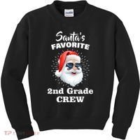 Santa's Favorite Second Grade Crew Christmas Kids Sweatshirt thumb 0