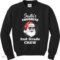 Santa's Favorite Second Grade Crew Christmas Kids Sweatshirt thumb 0