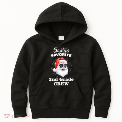 Santa's Favorite Second Grade Crew Christmas Kids Hoodie