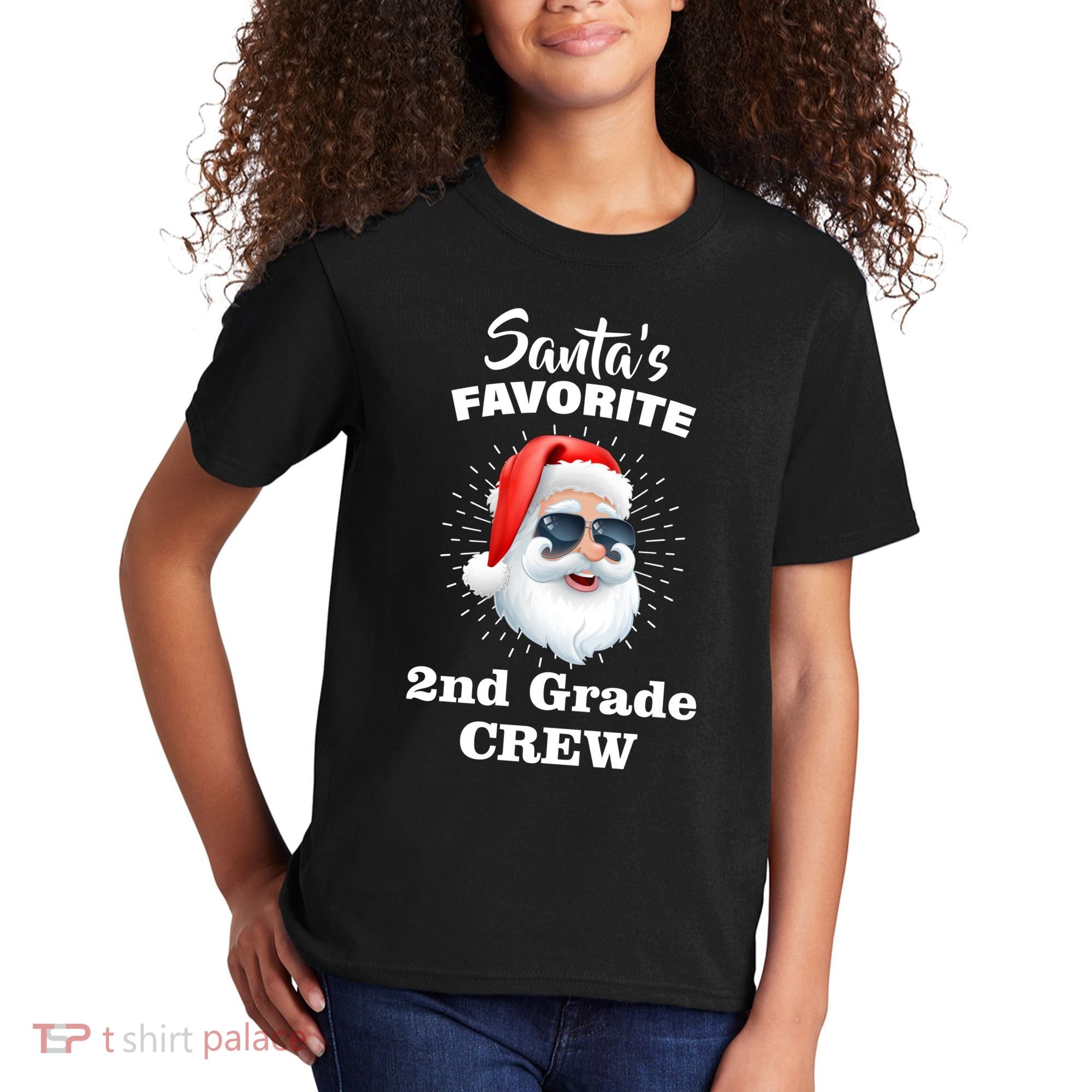 Santa's Favorite Second Grade Crew Christmas Kids T-Shirt