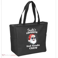 Santa's Favorite Second Grade Crew Christmas Tote Bag thumb 2