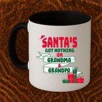 Santa's Got Nothing On Grandma And Grandpa Christmas Coffee Mug thumb 2