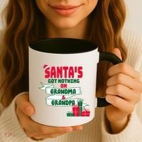 Santa's Got Nothing On Grandma And Grandpa Christmas Coffee Mug thumb 3