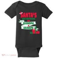 Santa's Got Nothing On Grandma And Grandpa Christmas Baby Bodysuit thumb 0